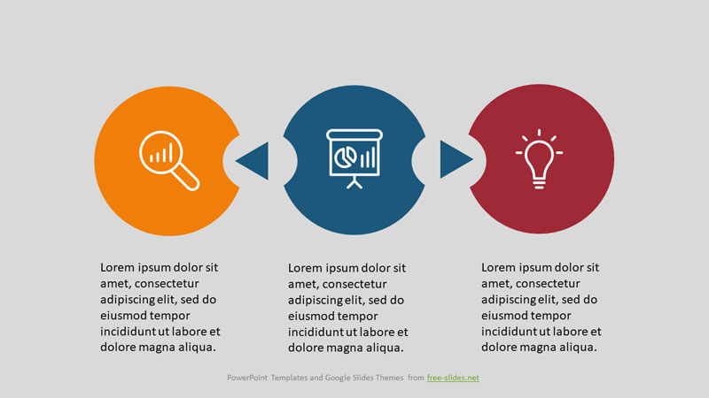 3 Stage Infographics Powerpoint Template - Related Circles