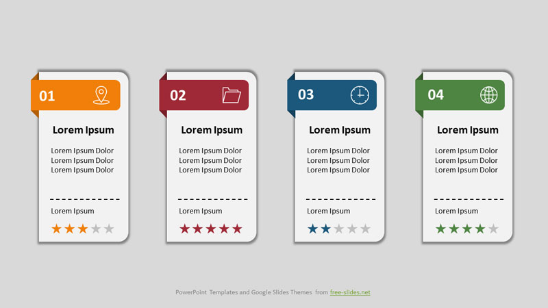 Rectangles with Partially Rounded Corners - 4 stage Infographics Powerpoint Template