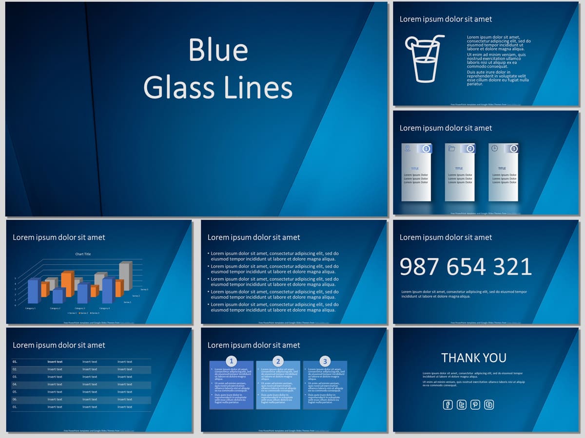 Blue Glass Lines - Free PowerPoint Template and Google Slides Theme