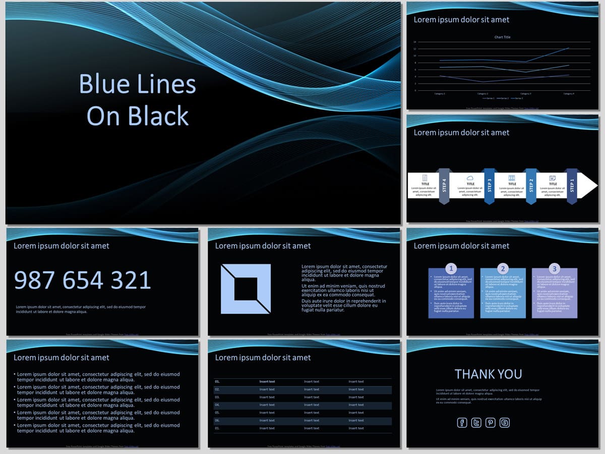 Blue Lines on Black - Free PowerPoint Template and Google Slides Theme