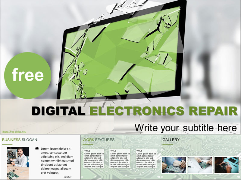 Digital electronics repair free PowerPoint Template and Google Slides Theme