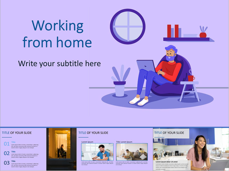 Working from home free PowerPoint Template and Google Slides Theme
