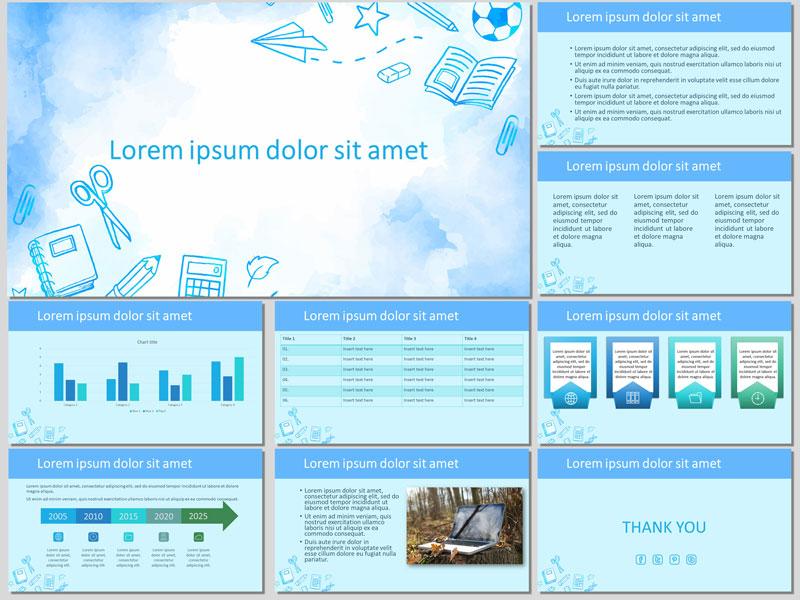 About School in Watercolors Presentation Template