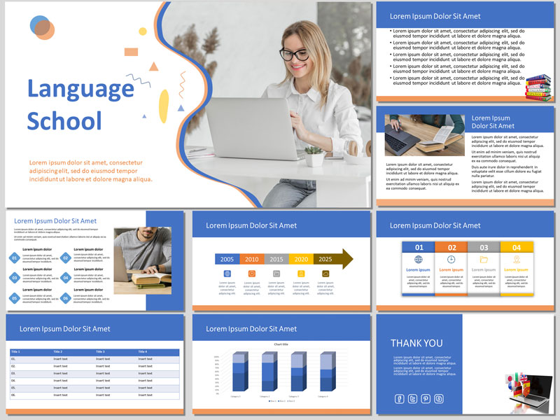 Free Language School PowerPoint Template and Google Slides Theme