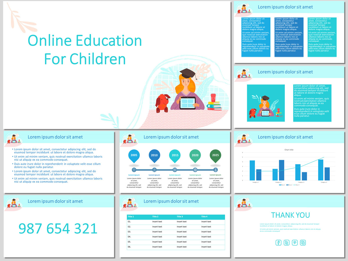 Online Education for Children - Free PowerPoint Template and Google Slides Theme