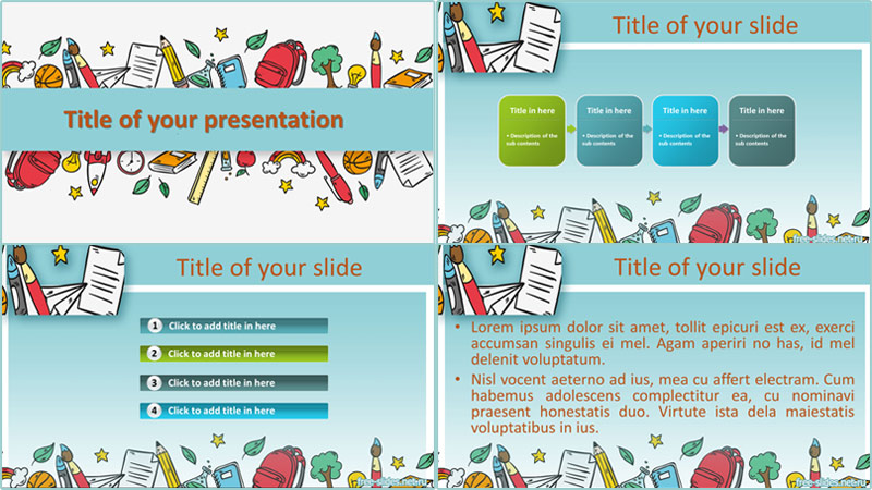School supplies powerpoint template from free-slides.net