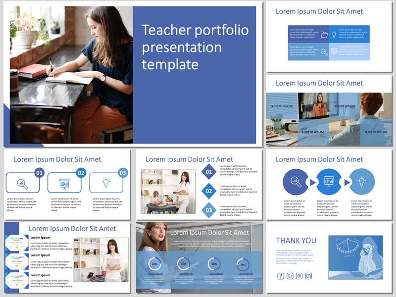Free Teacher Portfolio PowerPoint Template and Google Slides Theme