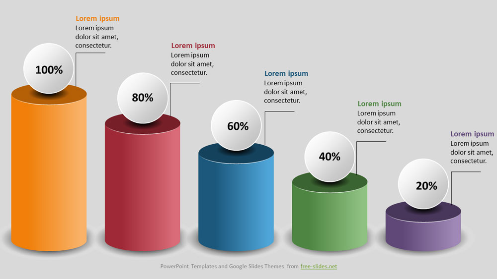 5 3D cylinders Infographic