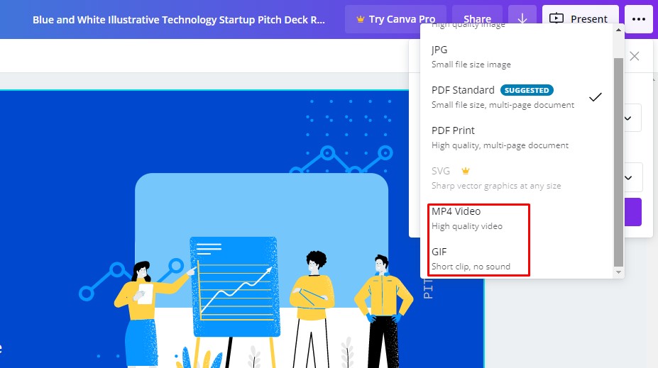 Canva presentation as an mp4 video or gif file