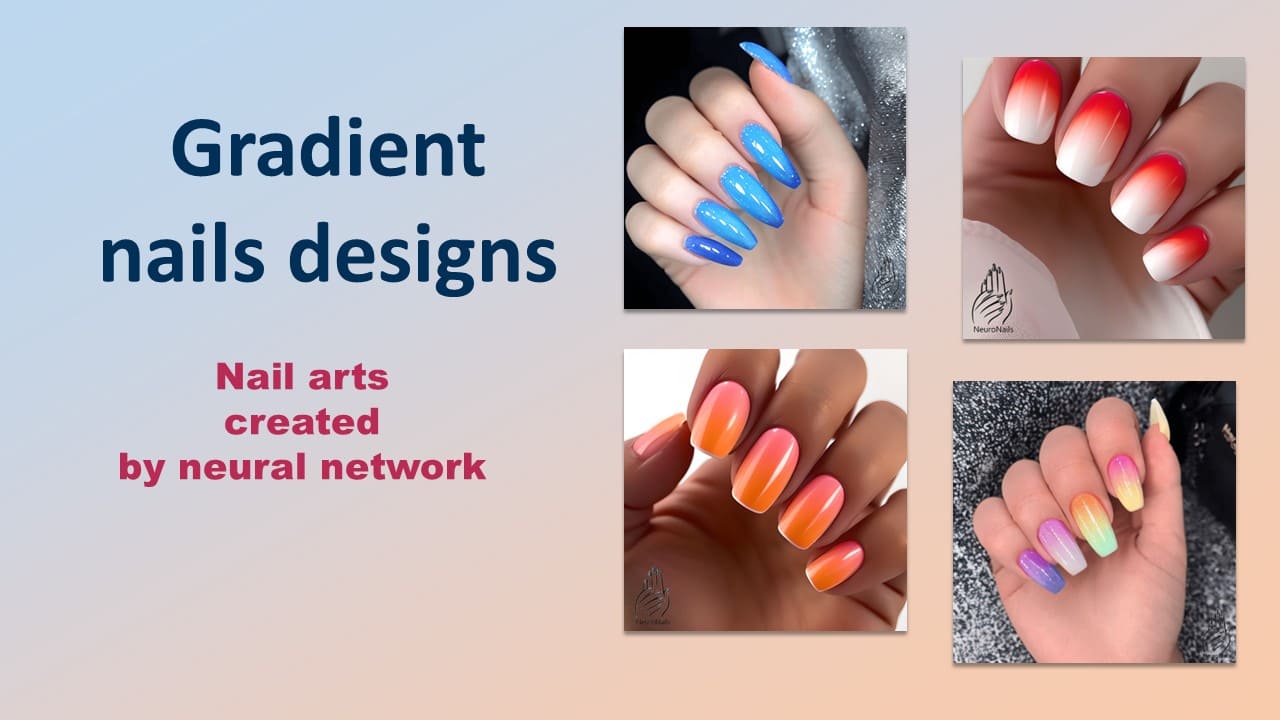 Gradient nails designs: presentation of images created by the neural network