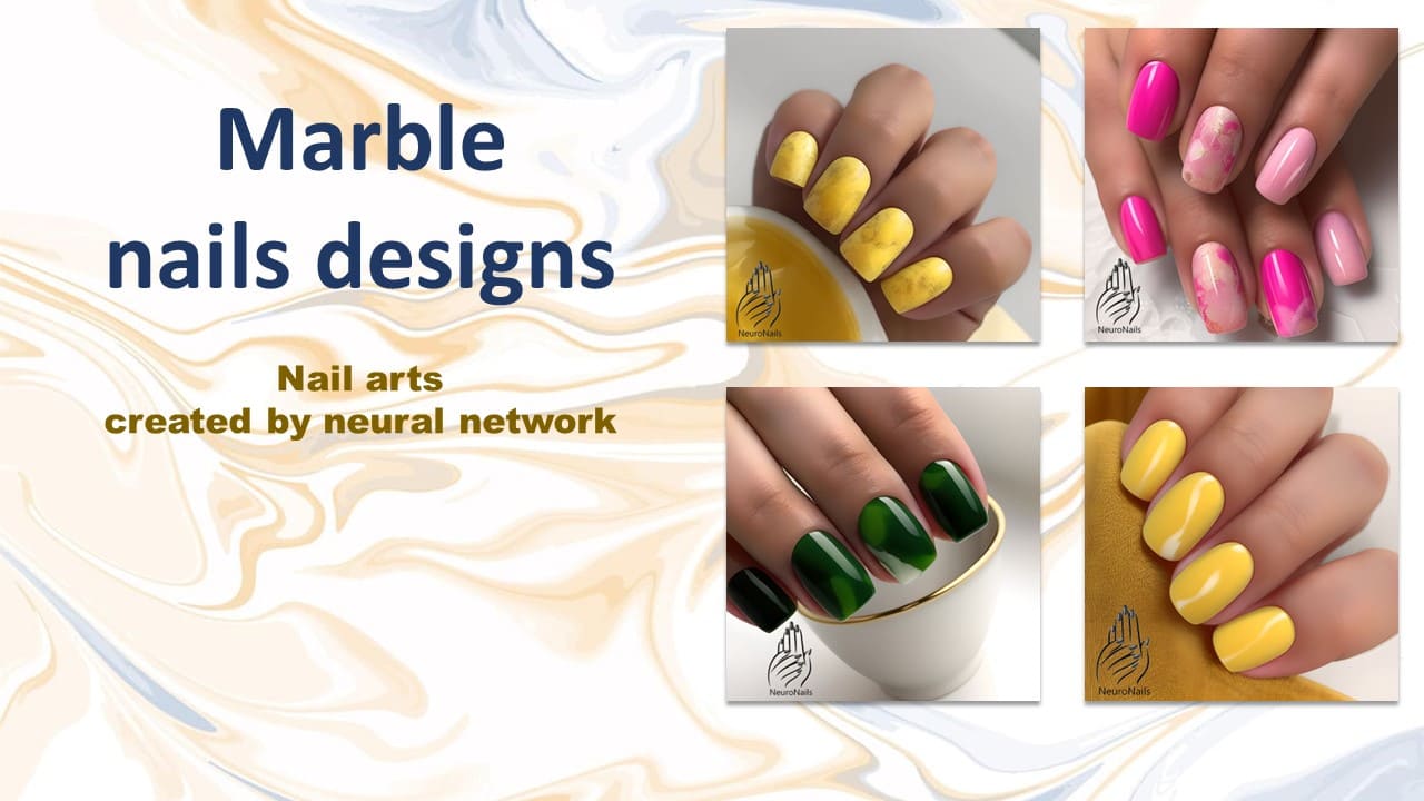 Marble nails designs: presentation of images created by the neural network