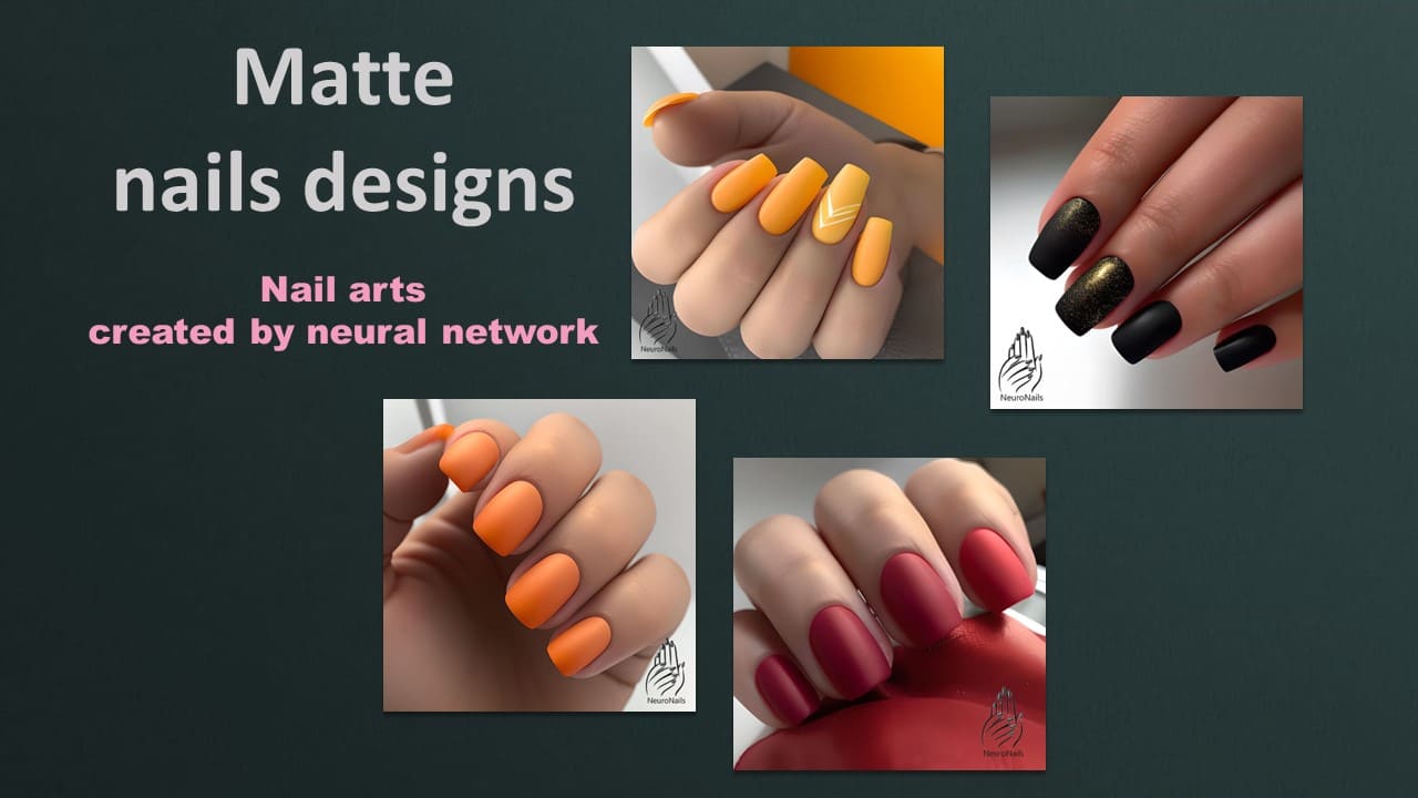 Matte nails designs: presentation of images created by the neural network