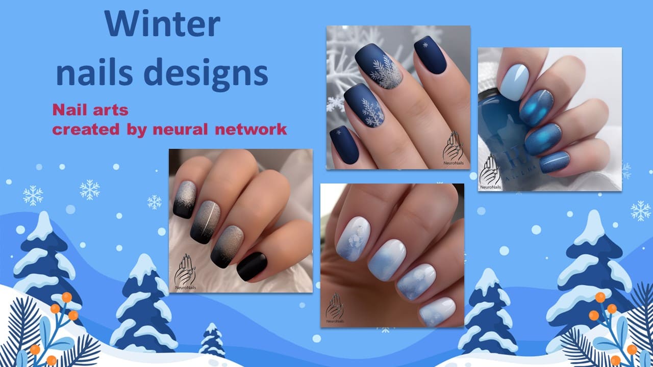 Winter nails designs: presentation of images created by the neural network