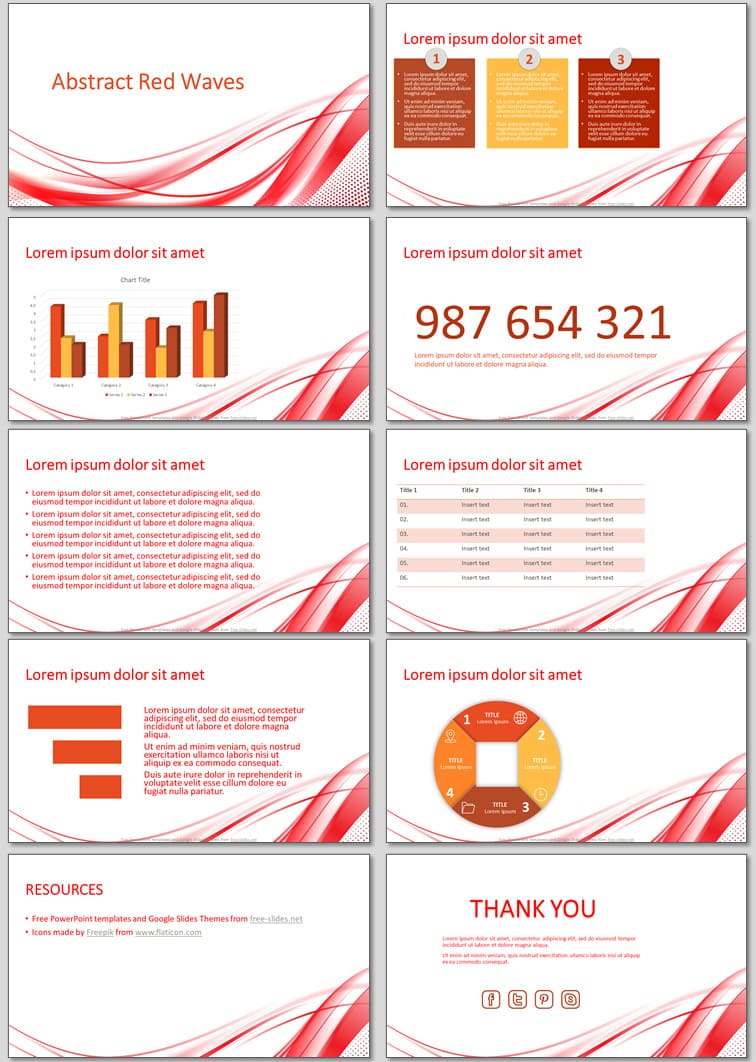 Abstract Red Waves - Free Presentation Template