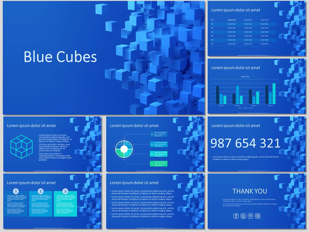 Blue Cubes - Free PowerPoint Template and Google Slides Theme