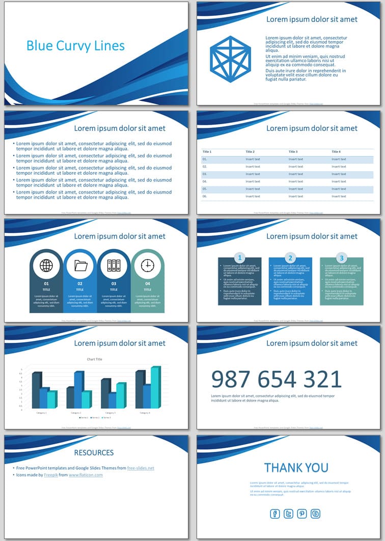 Blue Curvy Lines - Free Presentation Template