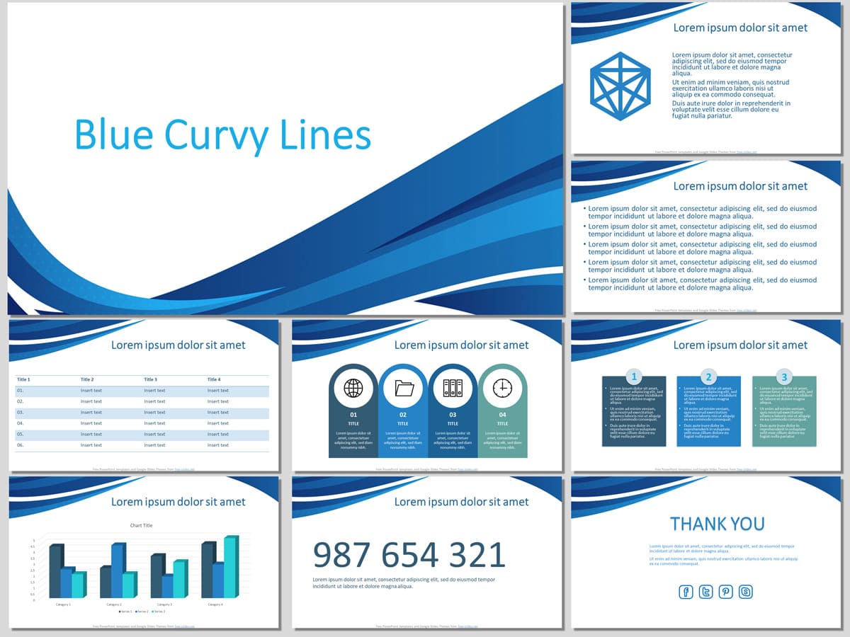 Blue Curvy Lines - Free PowerPoint Template and Google Slides Theme