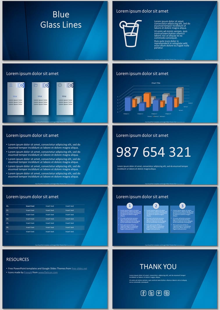 Blue Glass Lines - Free Presentation Template