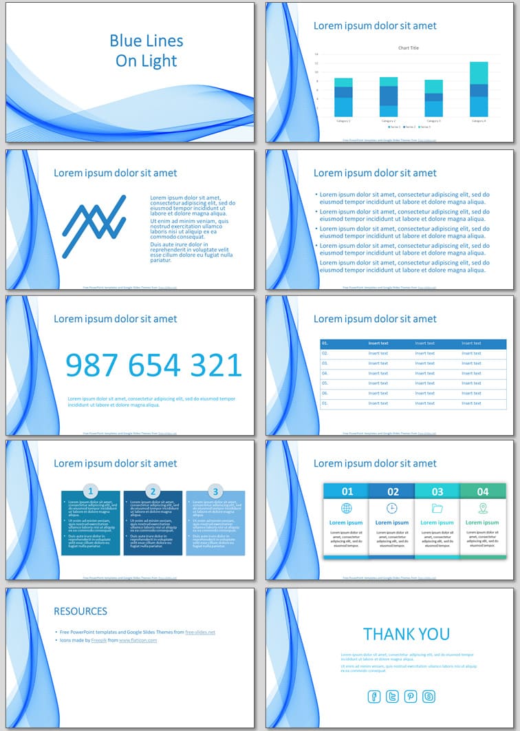 Blue Lines On Light - Free Presentation Template