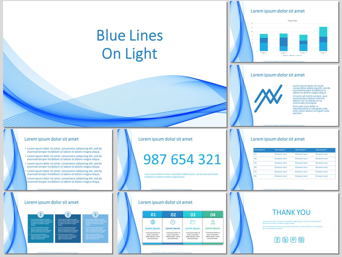 Blue Lines On Light - Free PowerPoint Template and Google Slides Theme