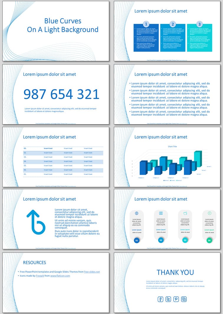 Blue Curves On A Light Background - Free Presentation Template