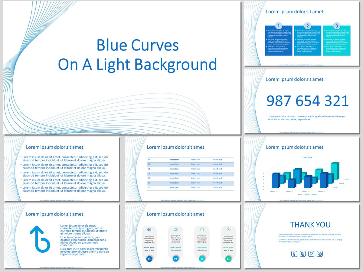 Blue Curves On A Light Background - Free PowerPoint Template and Google Slides Theme