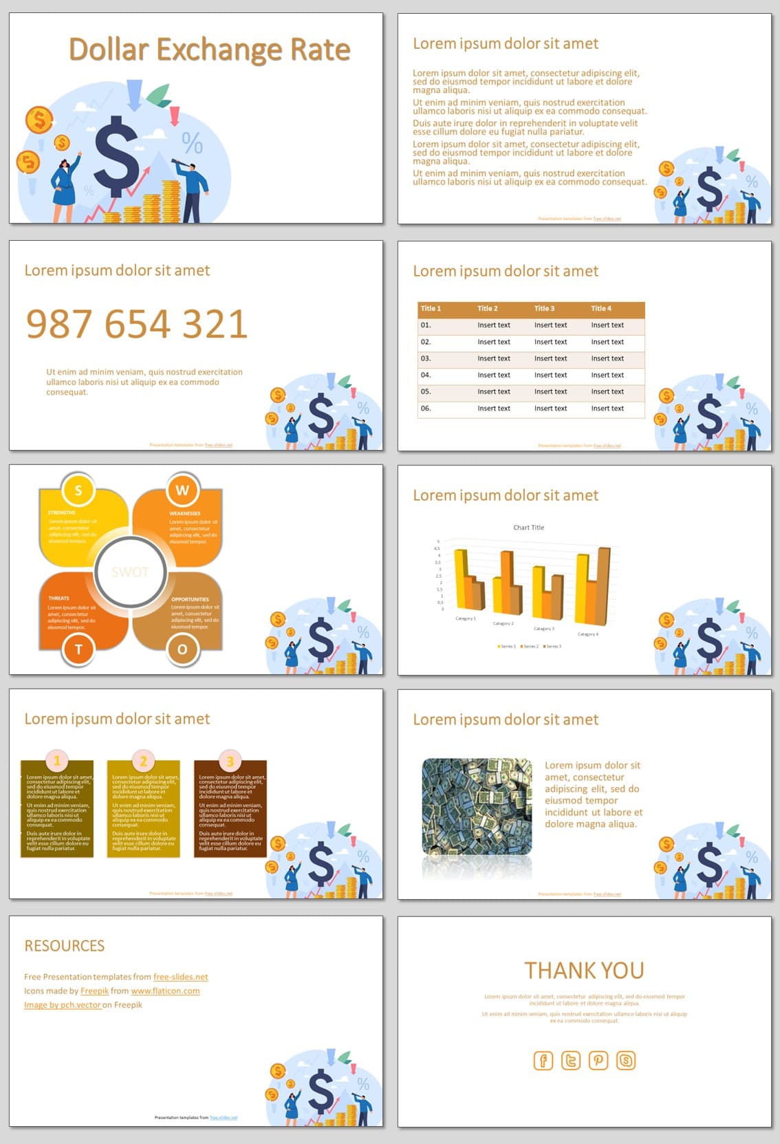 Free Dollar Exchange Rate PowerPoint Template and Google Slides Theme