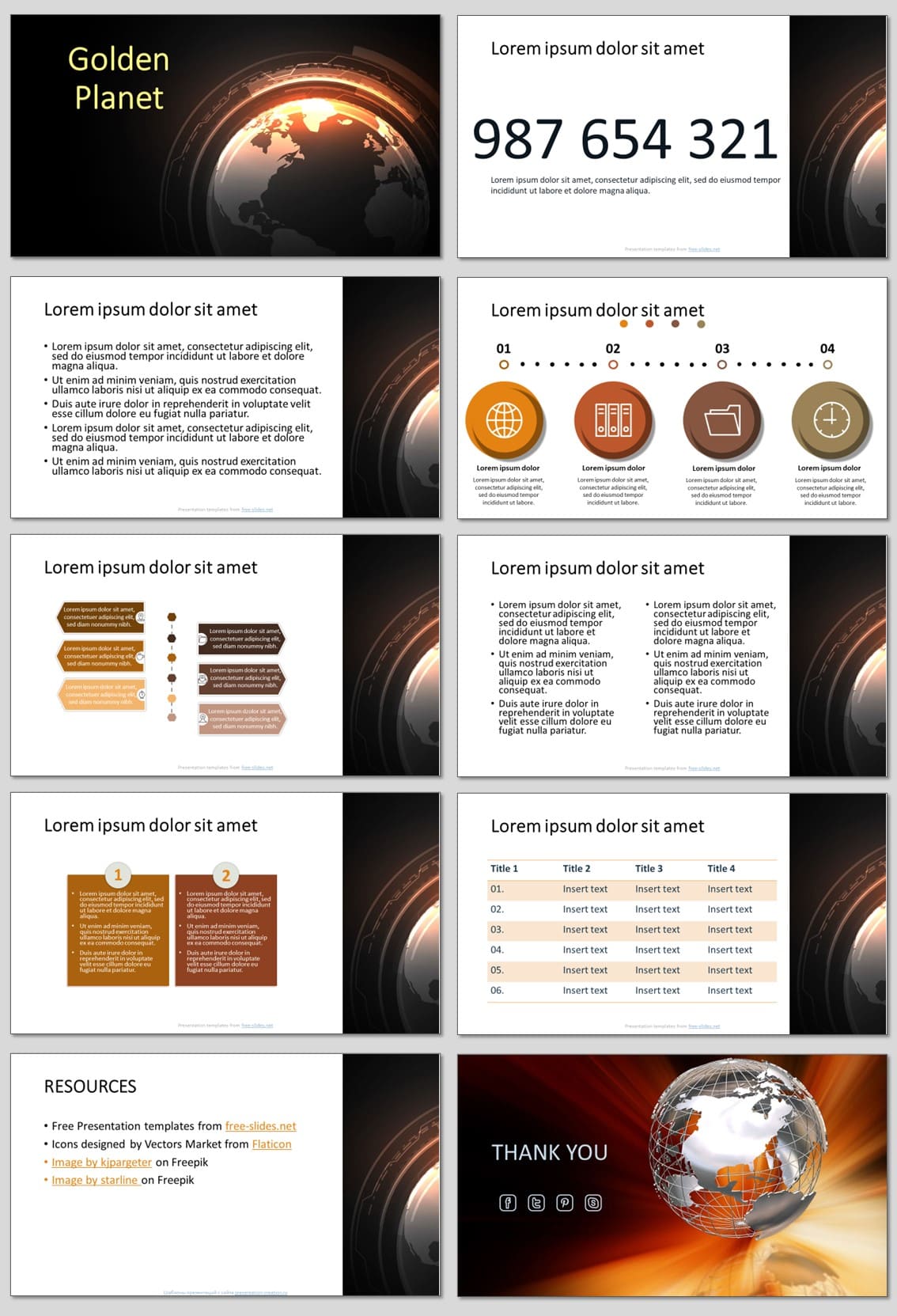 Golden Planet - Free PowerPoint Template and Google Slides Theme