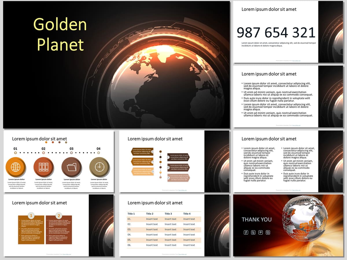 Golden Planet - Free Presentation Template