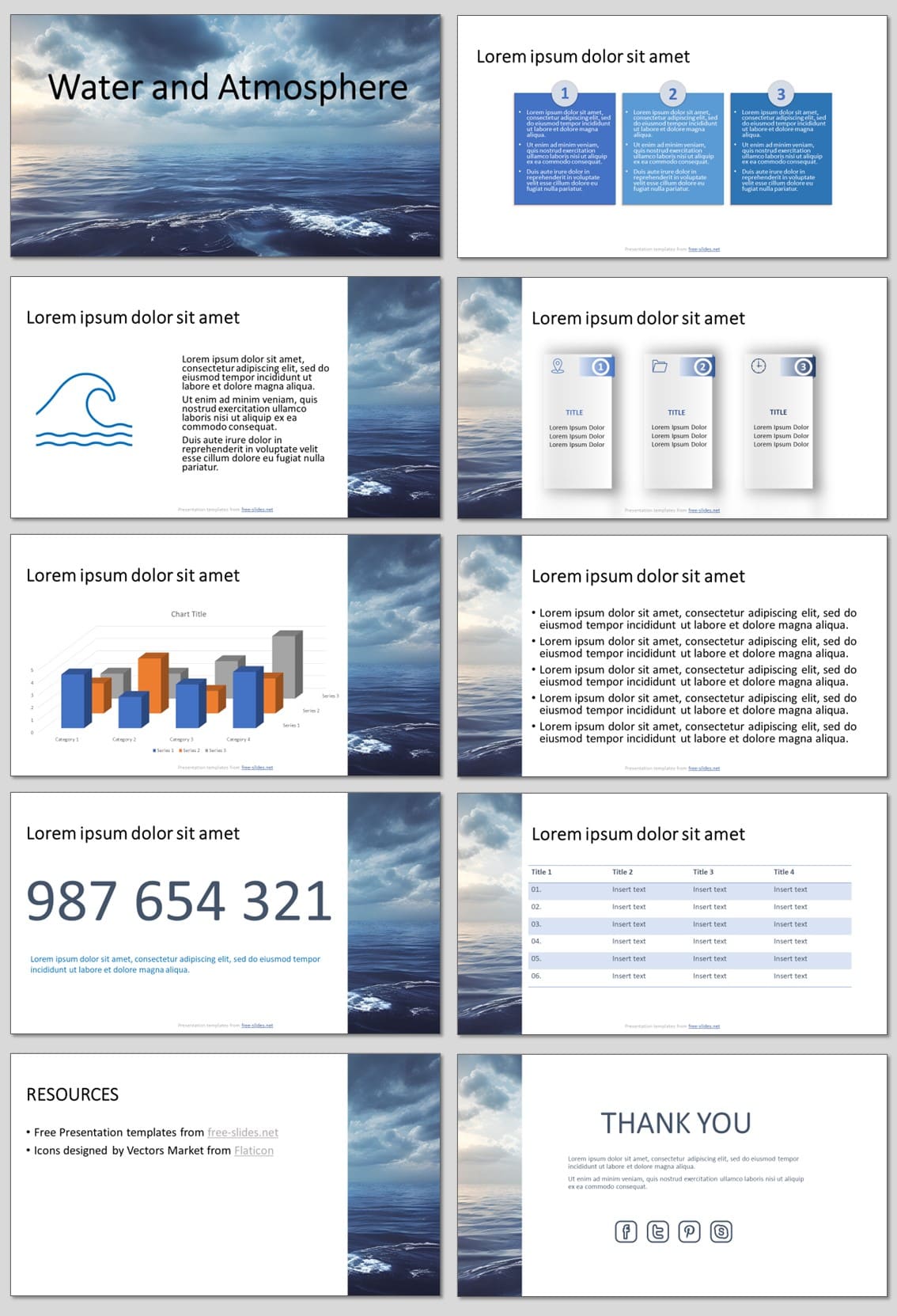 Water and Atmosphere - Free PowerPoint Template and Google Slides Theme