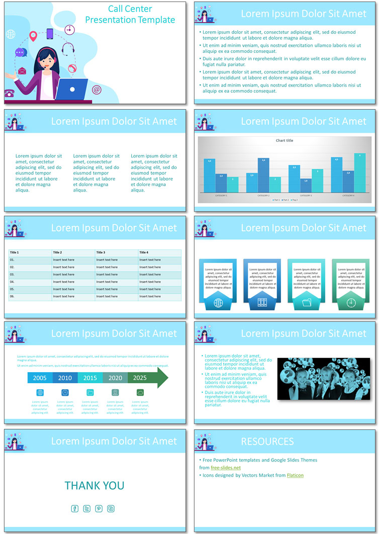 Call Center Free PowerPoint template and Google Slides Theme