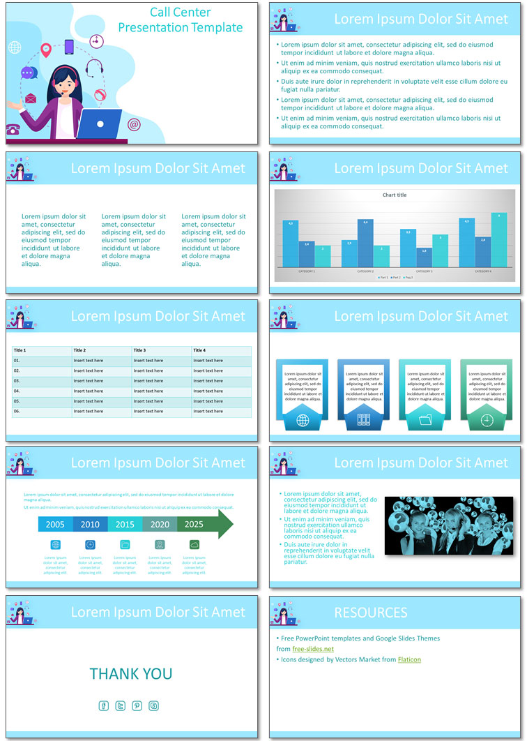 free call center presentation template slides