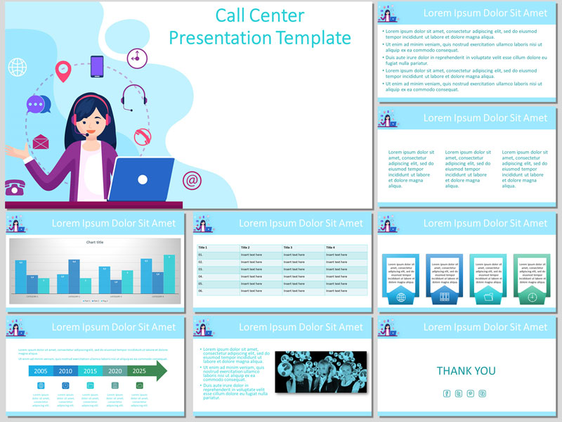Call Center Free PowerPoint Template And Google Slides Theme