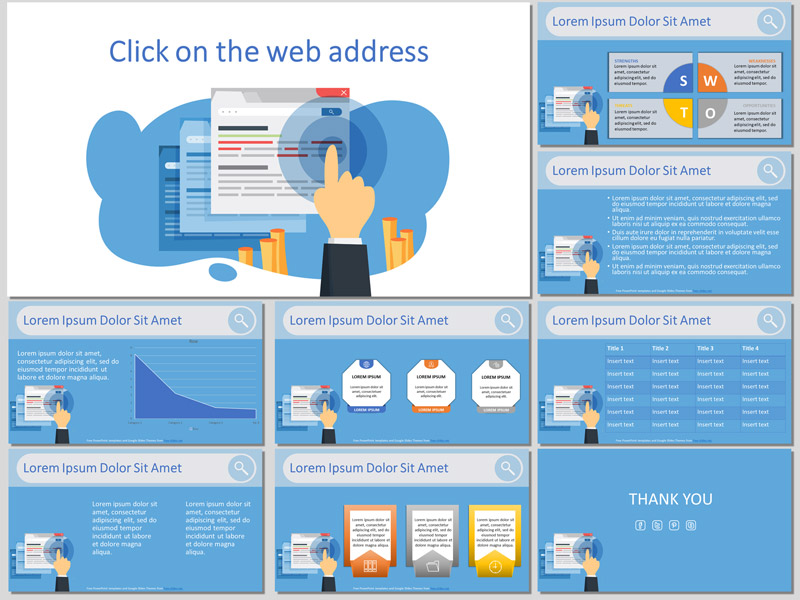 Free template for creating a presentation about WEB technologies