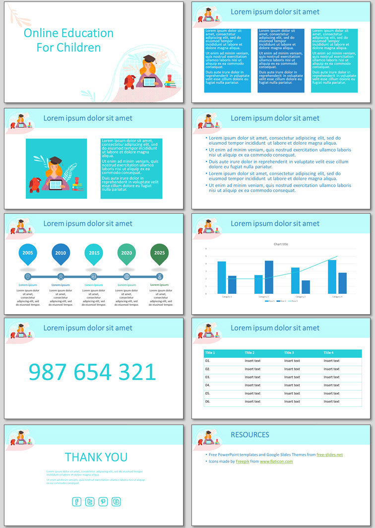 Online Education for Children - Free Presentation Template and Google Slides Theme