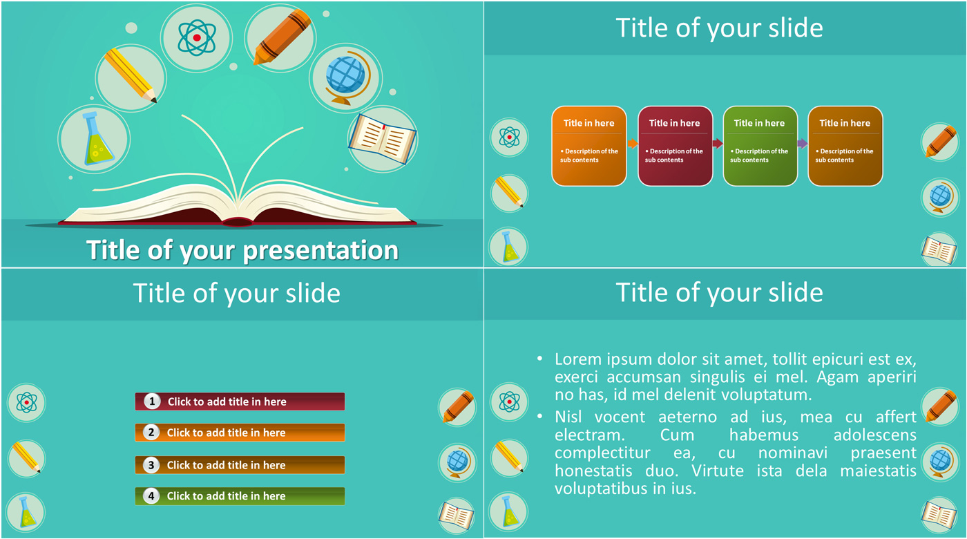 Free school and education objects PowerPoint template