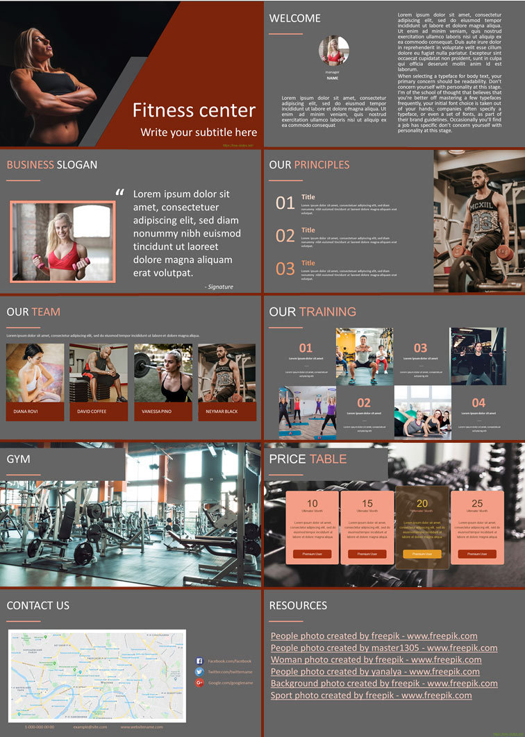 Fitness center free slides