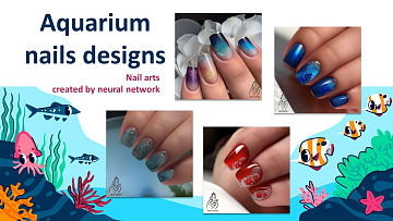 Akvarium nails designs: presentation of images created by the neural network